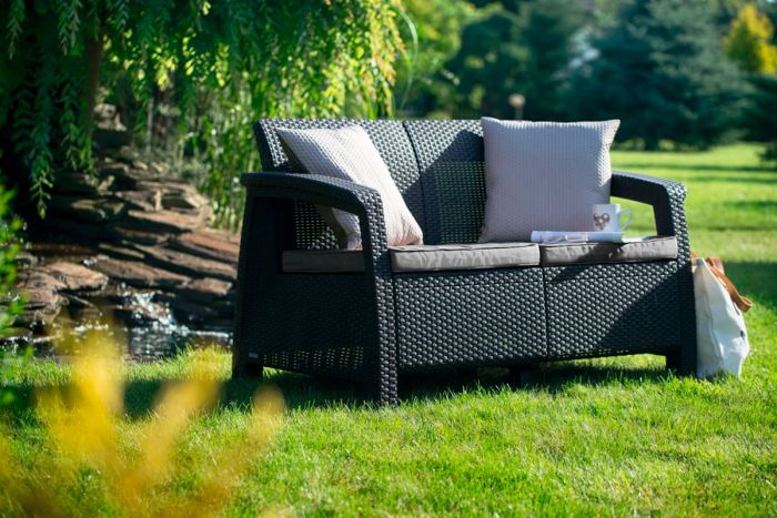 Диван двухместный Corfu Love Seat, Серый (1280×700×790мм)