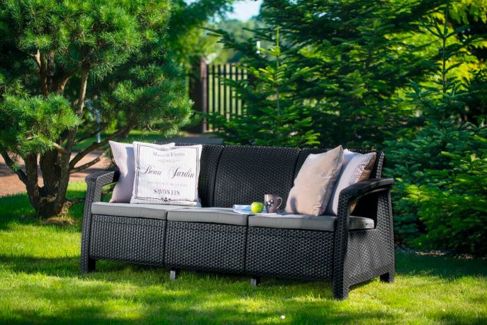 Диван трёхместный Corfu Love Seat Max, Серый (1820×700×790мм)