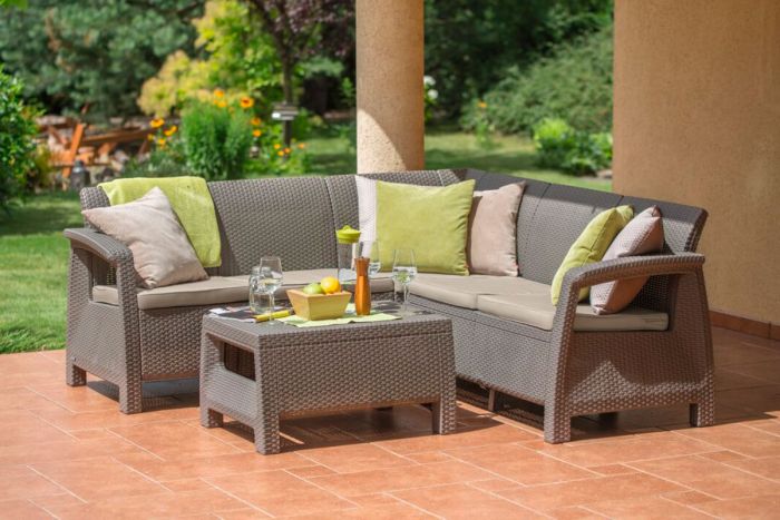 Угловой комплект Corfu Relax Set, KETER, Капучино