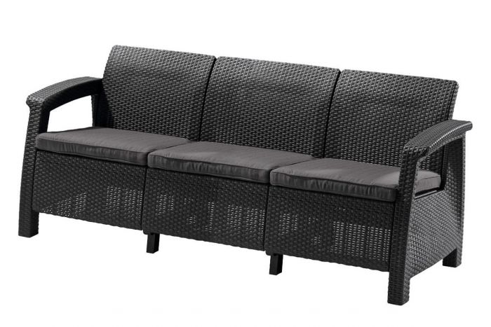 Диван трёхместный Corfu Love Seat Max, Серый (1820×700×790мм)