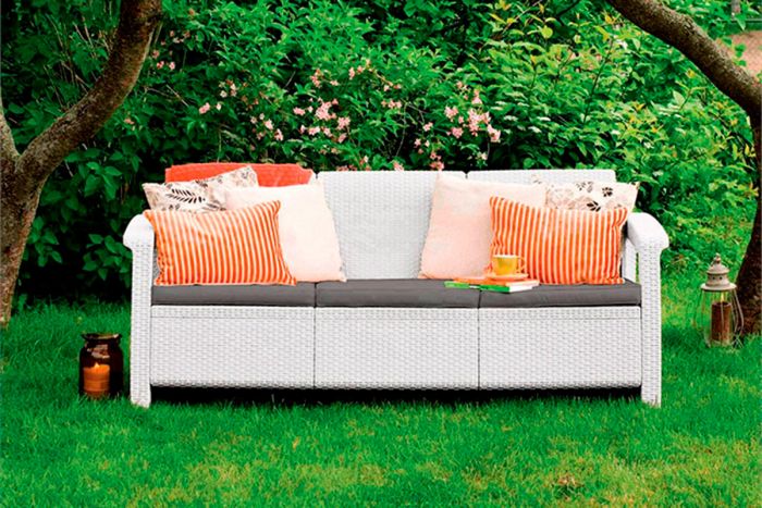 Диван трёхместный Corfu Love Seat Max, Белый (1820×700×790мм)