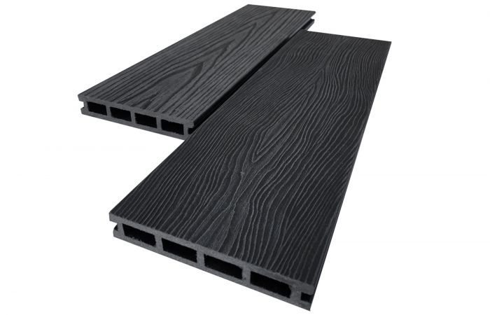 Террасная доска из ДПК AIWOOD 3D+3D (текстура дерева), Антрацит 22×140