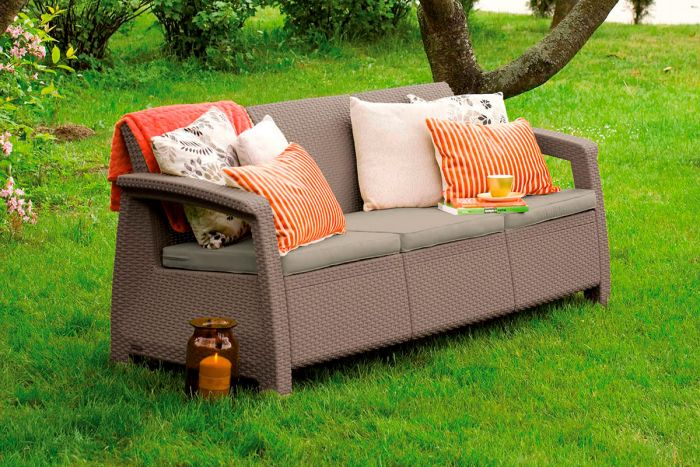 Диван трёхместный Corfu Love Seat Max, Капучино (1820×700×790мм)