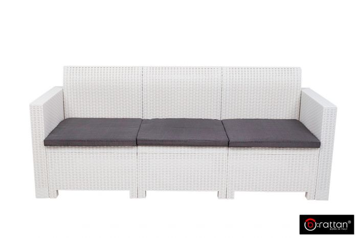 Трёхместный диван Nebraska Sofa 3, Белый (1880×580×790мм)