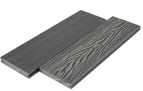 Террасная доска полнотелая DECKART Monolit 3D (текстура дерева), Серый 20×150