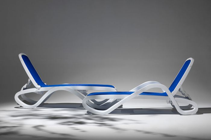 Шезлонг OMEGA, Бело-синий (1945×690×910мм)