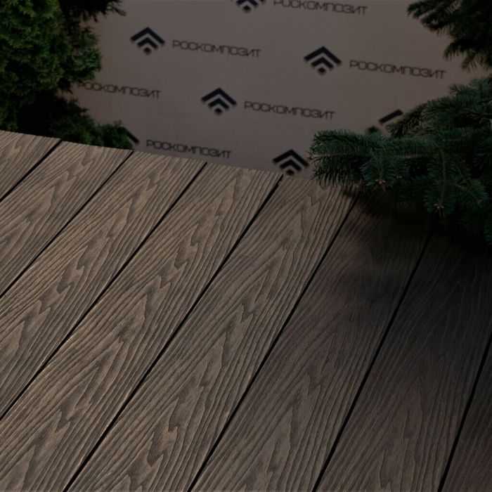 Террасная доска МПК FORTE, полу-массив, 3D под дерево (22×160мм), Шоколад