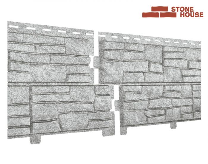 Фасадная панель Ю-Пласт, Stone-House, Сланец, Светло-серый